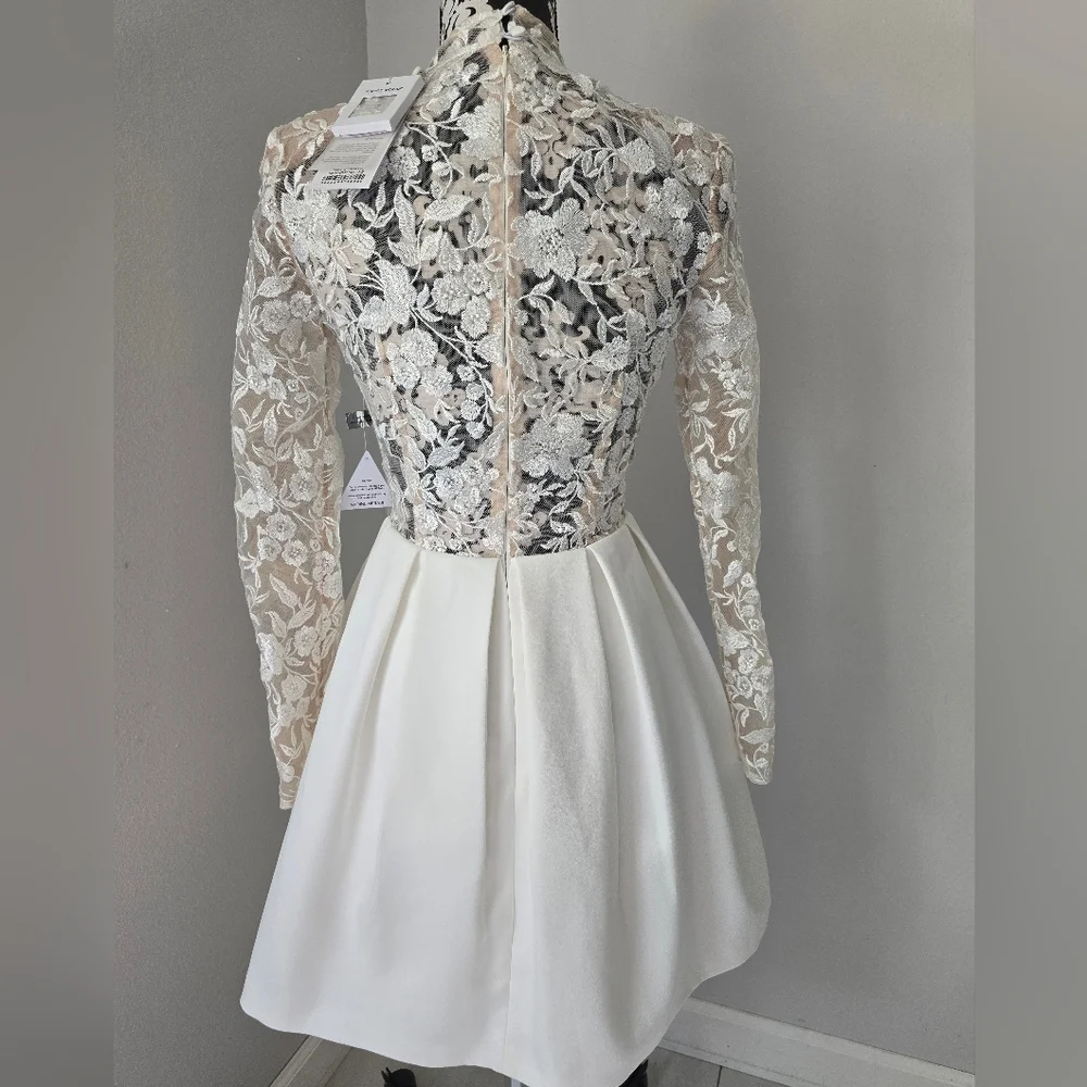 Nadine Merabi Pippa White Dress Size 2(XS) Sheer Top Lace Beaded New. - Picture 7 of 16